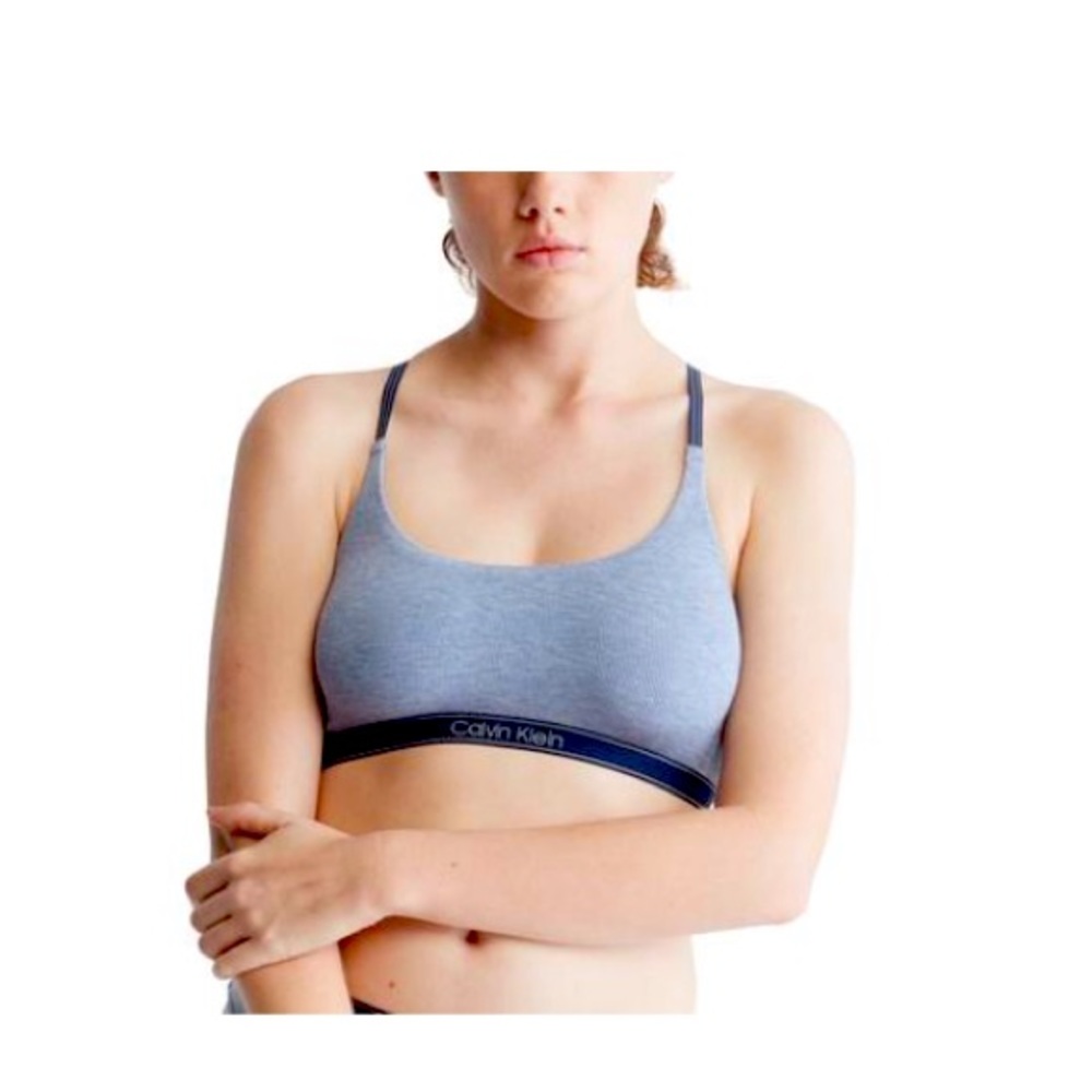 Calvin Klein Women's Pure Ribbed Unlined Bralette Blue Chambray Heather